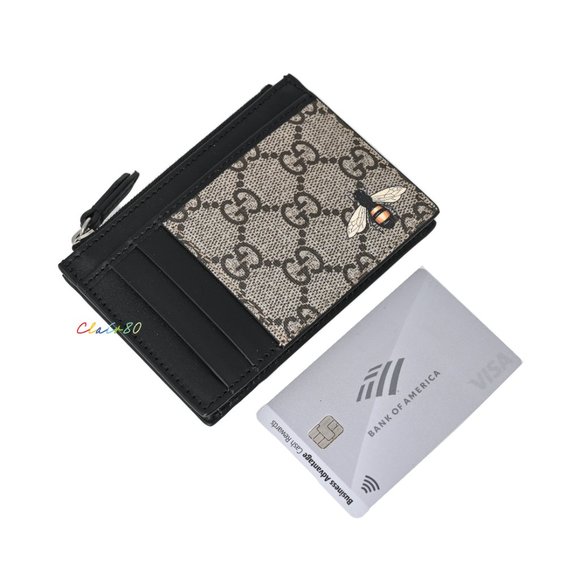 Gucci Bee Print GG Supreme Card Case - Picture 4 of 7